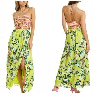 One33 Social Tropical Print Twist Front Maxi Dress Size 10